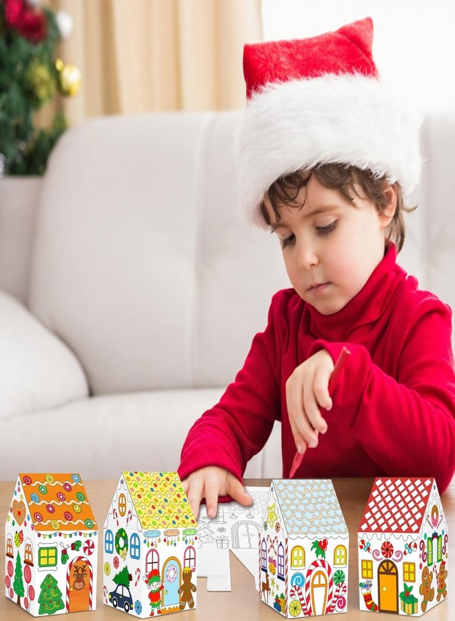 80UncleKimby 25Sets Christmas Gingerbread House Coloring Kit Cardboard Houses to Color with Twines Xmas DIY Painting Arts Crafts Classroom Activities Holiday Party Favors Bulk - Image 2